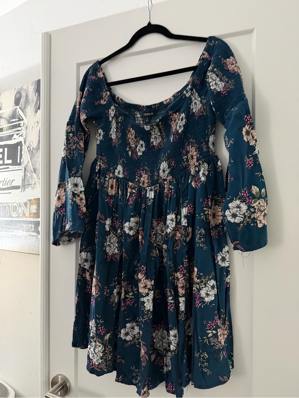 torrid Teal Floral Smocked Midi Dress
